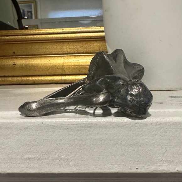 Vintage Market Peltro Italy Pewter Angel Playing Harp Figure. 5” - Picture 6 of 8